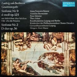 BEETHOVEN Sinfonie Nr. 9 D-moll Op. 125 (Mit Schlußchor Über Schillers Ode »An Die Freude«) / Sinfonie Nr. 2 D-dur Op. 36 Виниловая пластинка 