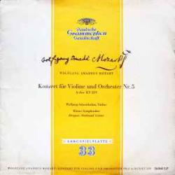 MOZART KONZERT FUR VIOLINE UND ORCHESTER NR. 5 Виниловая пластинка 