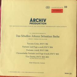 BACH   RALPH KIRKPATRICK Toccata G-Dur, BWV 916 / Fantasie Und Fuge A-Moll BWV 904 / Fantasie C-Moll BWV 906 / Chromatische Fantasie Und Fuge D-Moll BWV 903 / Vier Duette BWV 802-805 Виниловая пластинка 